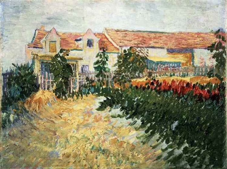 House With Sunflowers Vincent Willem Van Gogh Oil Painting